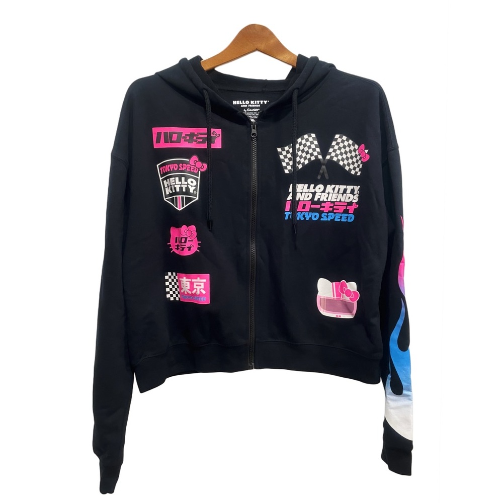 SANRIO Hello Kitty & Friends Tokyo Speed Crop Zip Hoodie Juniors XL